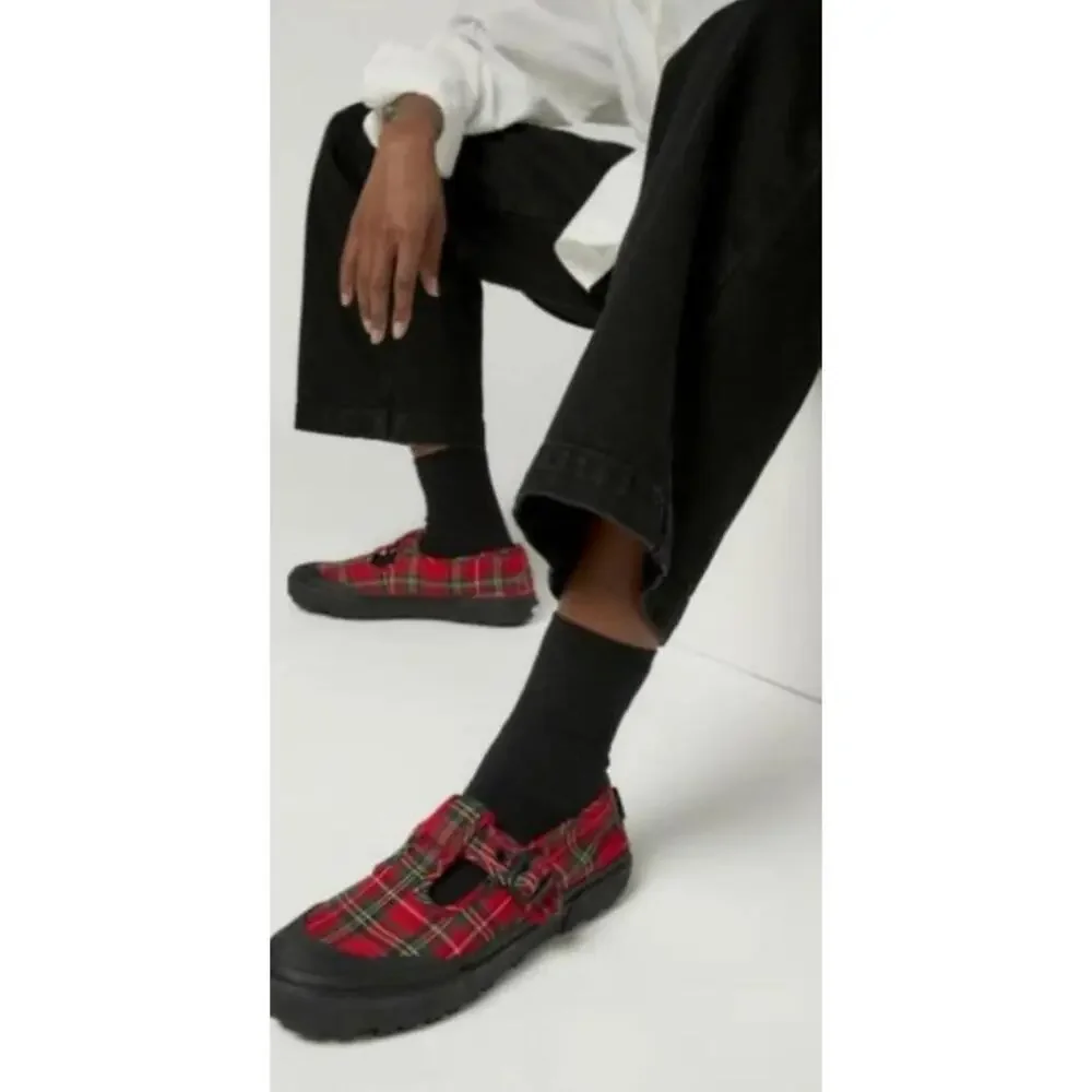 Womens size 7.0 VANS style 93 Mary Janes Red Plaid Mens 5.5 Boho Mod School NWOB - Picture 4 of 9